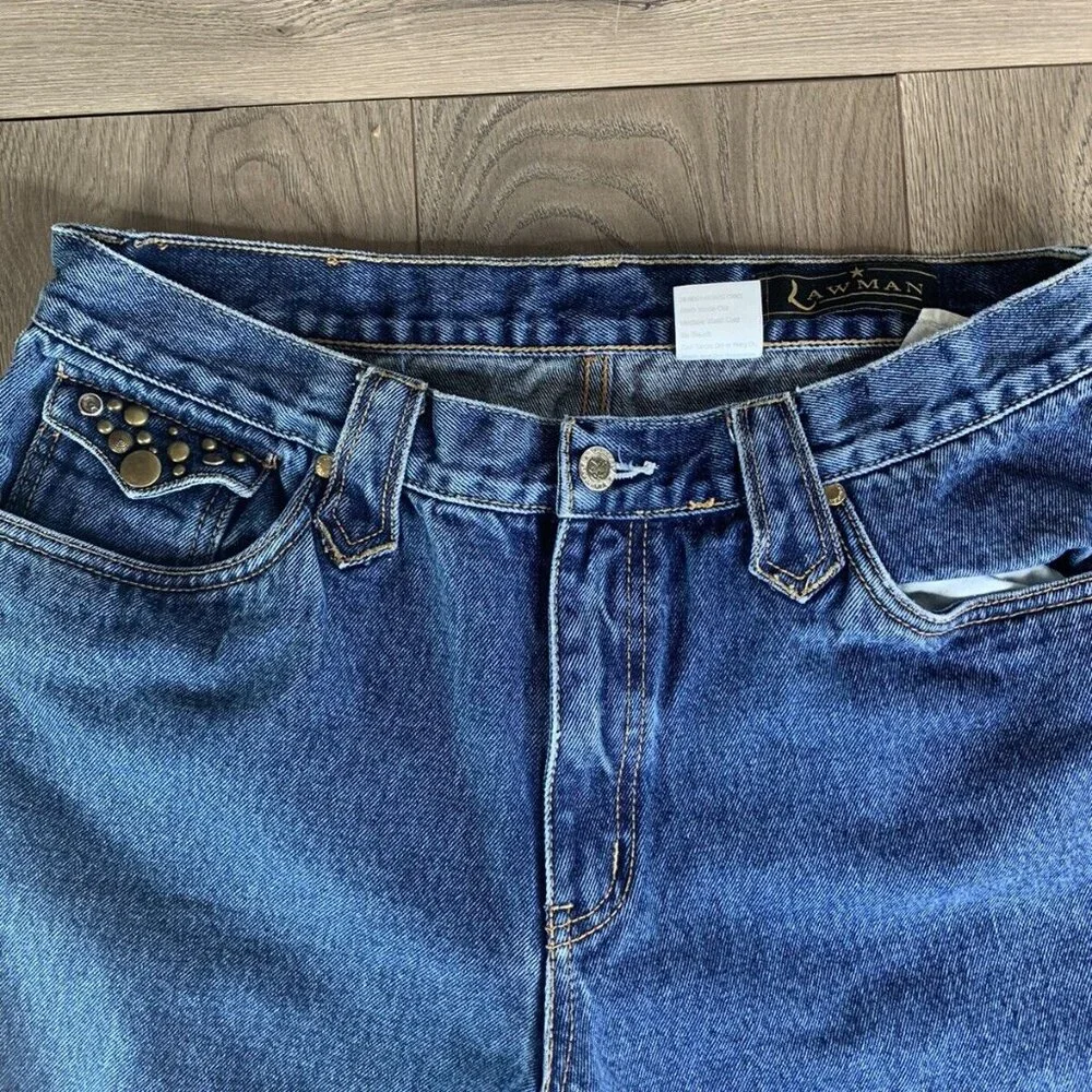 Lawman Western Womens Denim Jeans With Studded Back Pockets Blue Size 15 Classic - Picture 5 of 9